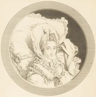 Derniere heure de la Baronne de Rebecque, by Augustin de Saint-Aubin, ink, 1780