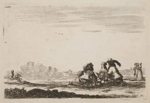 Lords and Ladies Conversing, by Stefano Della Bella, ink, 1642