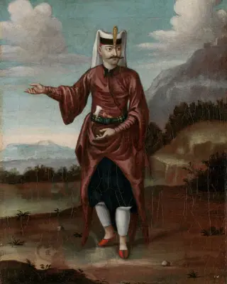 A Soldier of the Janissaries, by Jean Baptiste Vanmour, oil, 1718