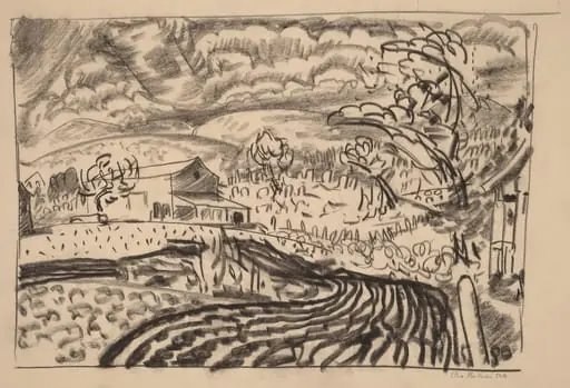 Woodstock Road, Woodstock, New York, by George Bellows, crayon, 1924