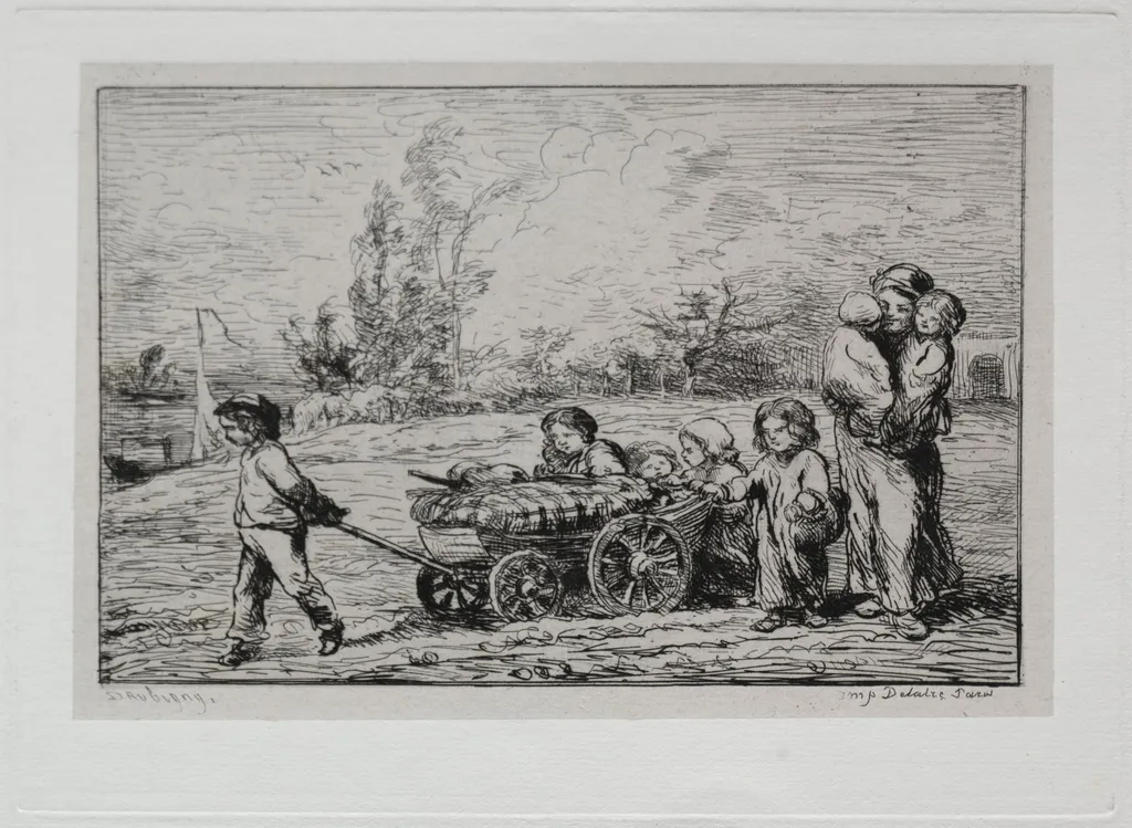 The Boat Trip:  Moving into "Le Botin" (The Ship's Furnishings) or Moving to the Boat, by Charles François Daubigny, 1861