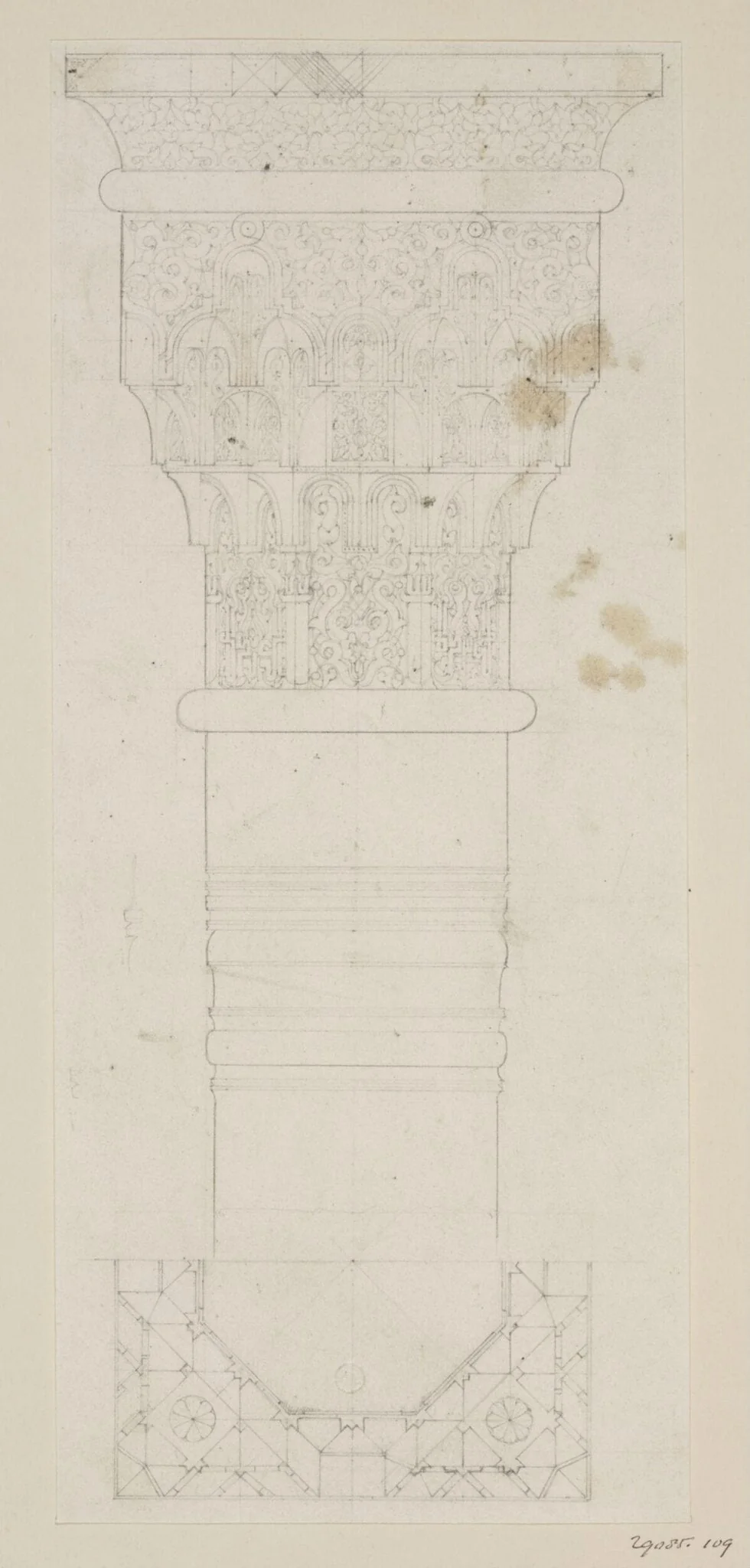 Drawing of capital, detail