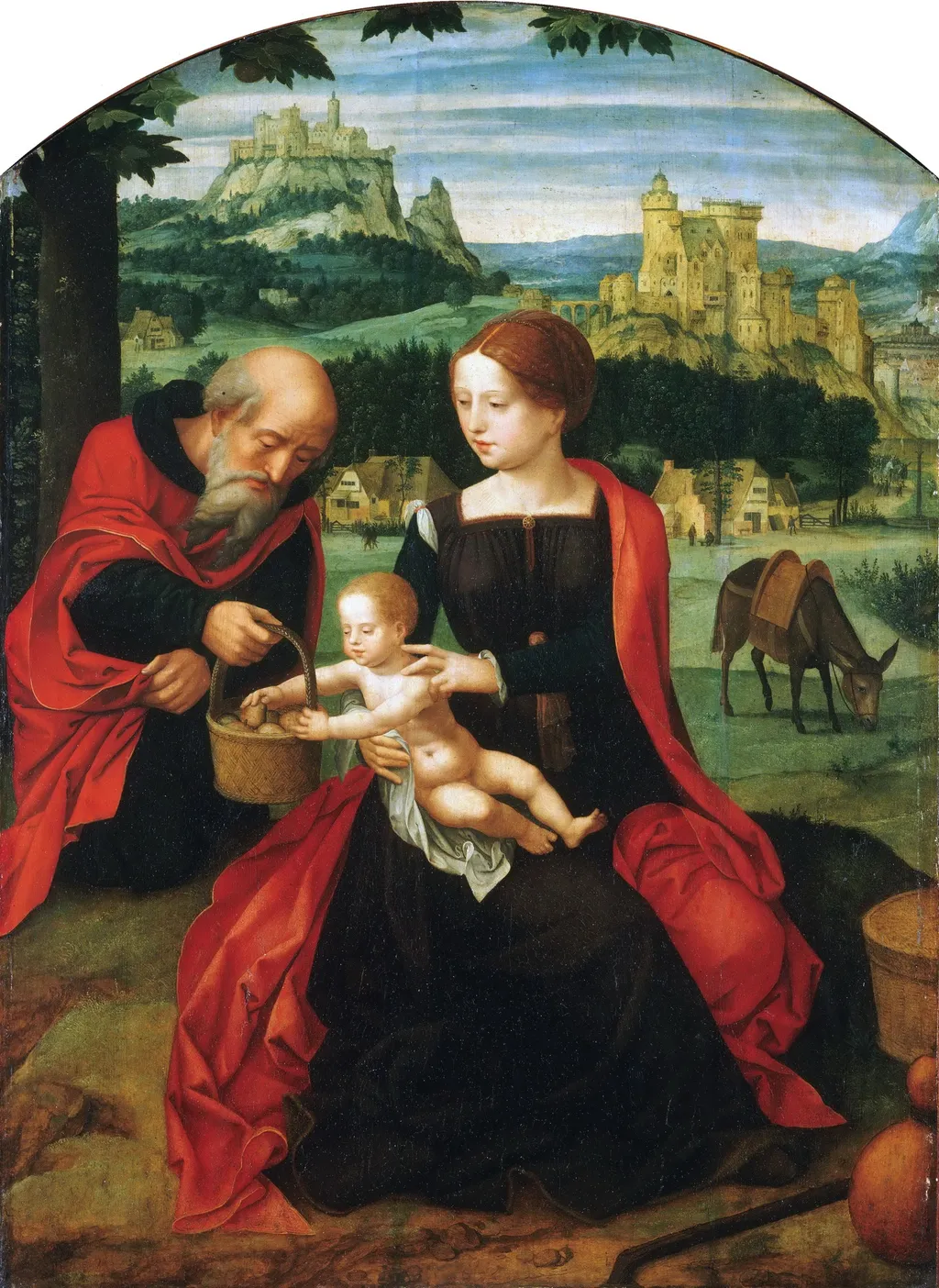 Rest on the Flight into Egypt, by Master of the Female Half-Lengths, oil, 1530