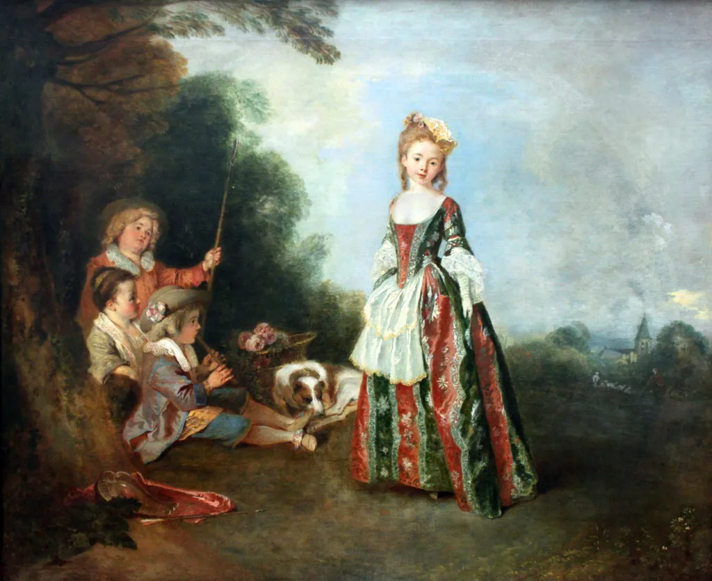 The Dance, by Jean Antoine Watteau, oil, 1709