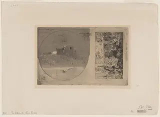 Le Chateau des Hiboux; Ex-libris de Léon Lerey, by Félix-Hilaire Buhot, ink, 1885
