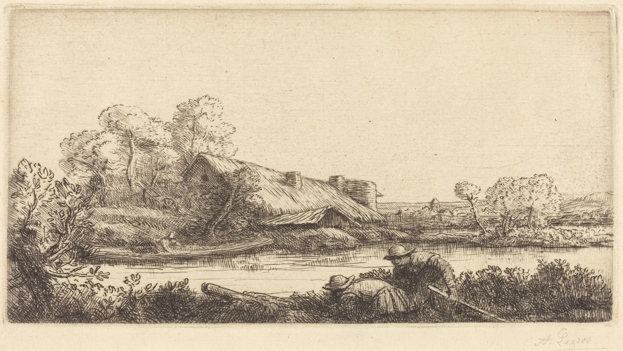 Farm along the River seen by Evening Light (La ferme sur la riviere: Effet du soir), detail