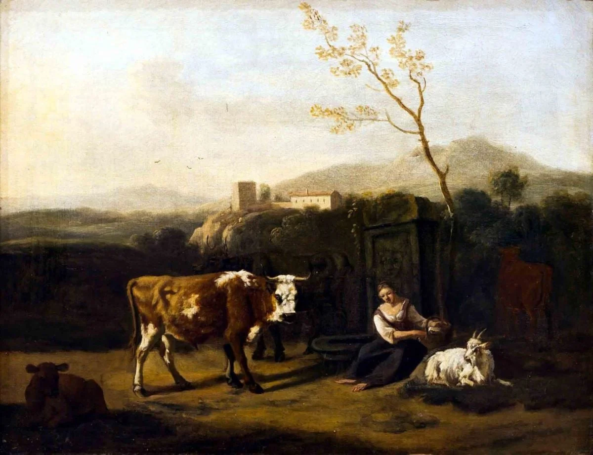 Peisaj cu animale, detail