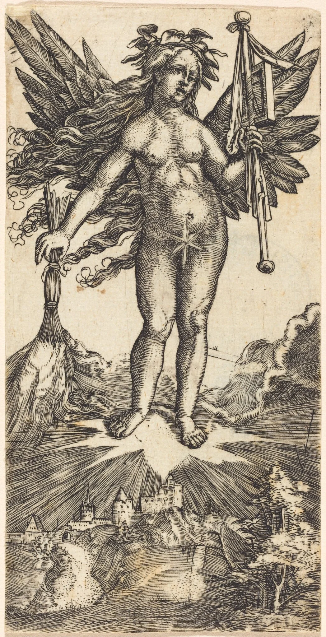Winged Woman on a Star, detail