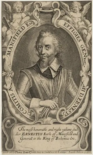 Ernestus Earle of Mansfield, by Francis Delaram, ink, 1608