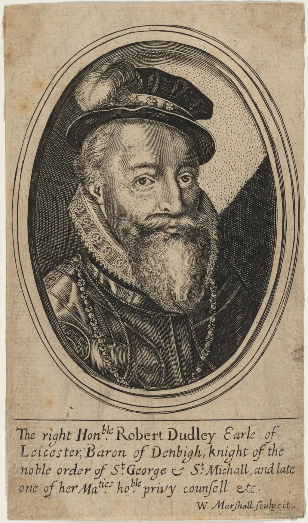 Robert Dudley, Earl of Leicester, by William Marshall, ink, 1623