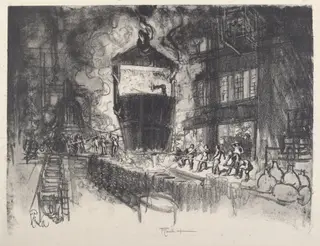 Casting Shells, by Joseph Pennell, ink, 1917