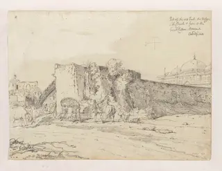 Part of the old fort: the mosque in the chowk and gate of the Great Katra, Dhaka (Dacca), by George Chinnery, 20
