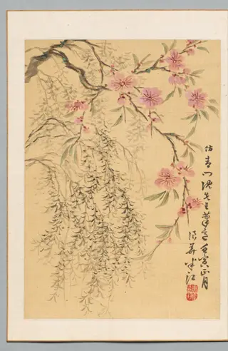 Peach Blossoms and Willows, by Okada Hankō, 1842