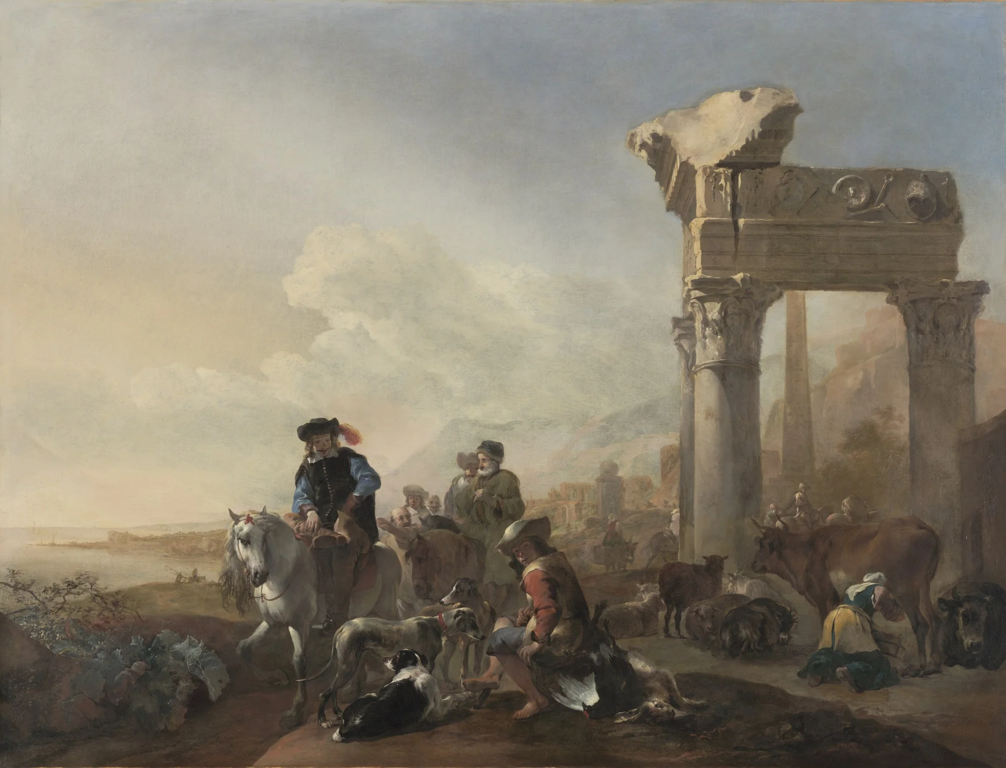 Hunters Near Ruins, detail