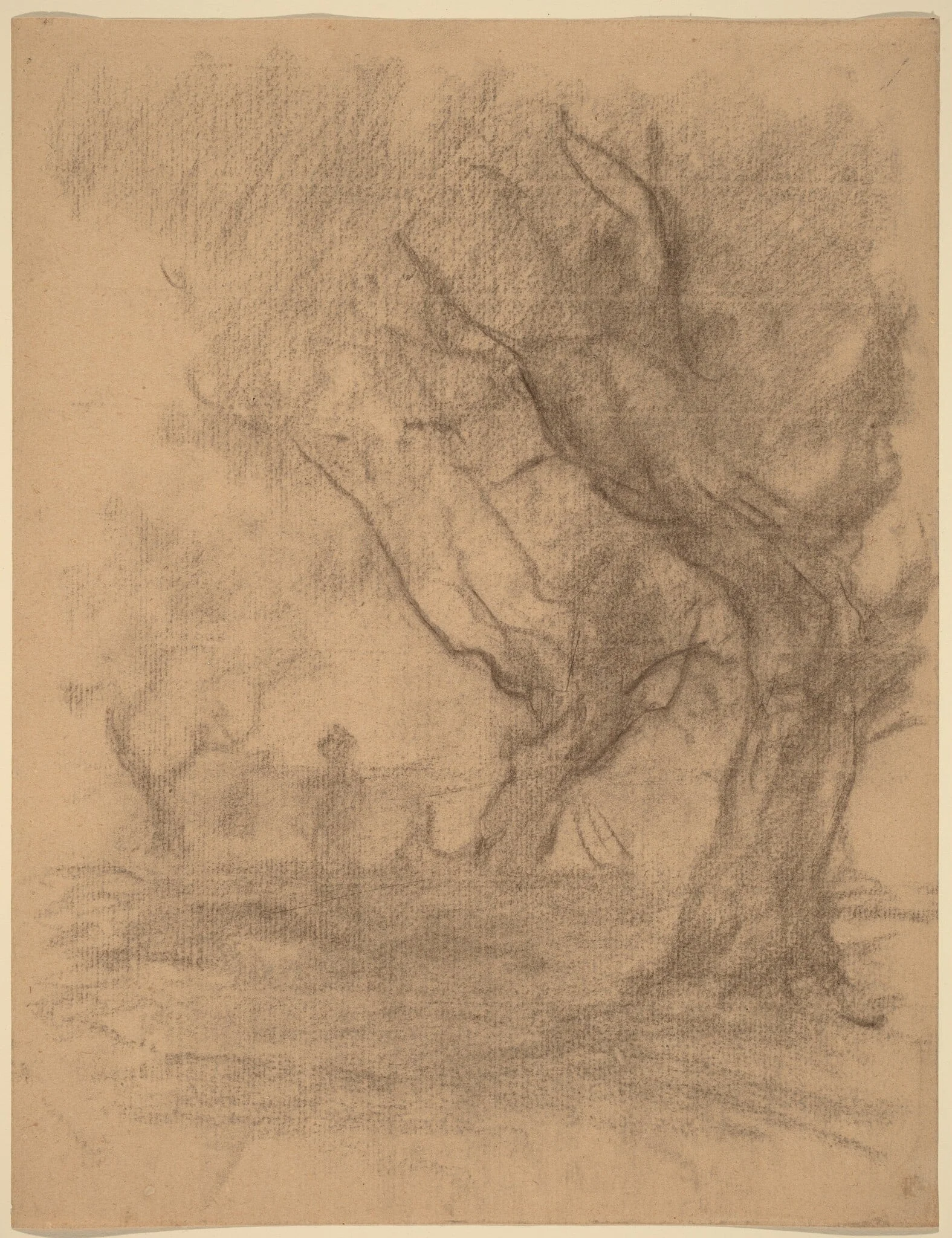 Woman Standing beneath Two Trees, detail