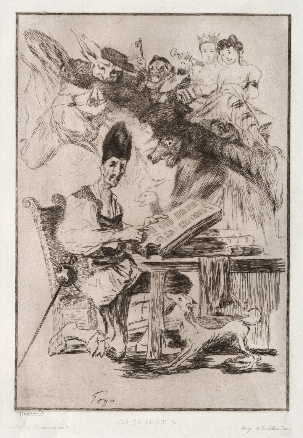 Don Quichote, after Goya, by Félix Bracquemond, 1860