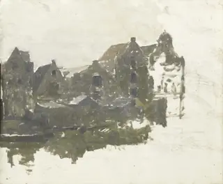 Warehouses on the Teertuinen on the Prinseneiland, Amsterdam, by George Hendrik Breitner, oil, 1901
