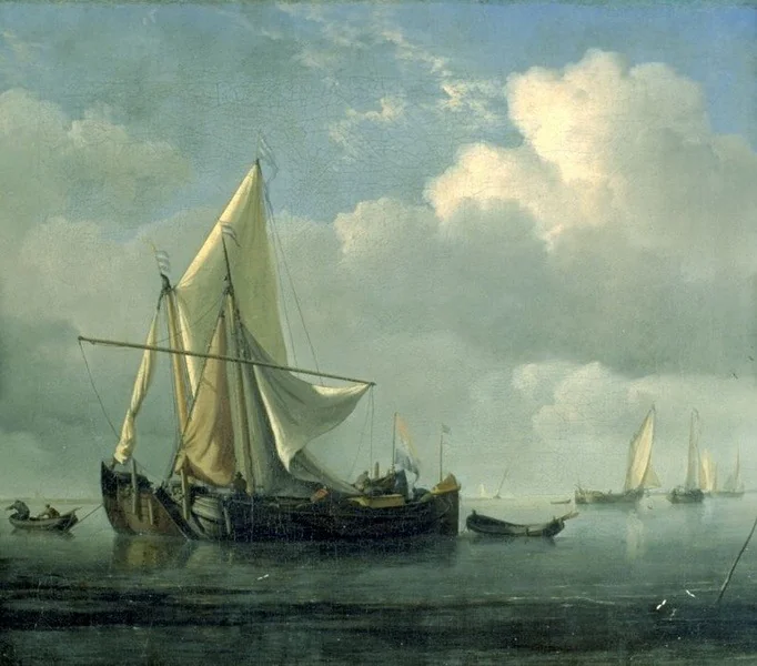 Two Ships at Anchor, detail