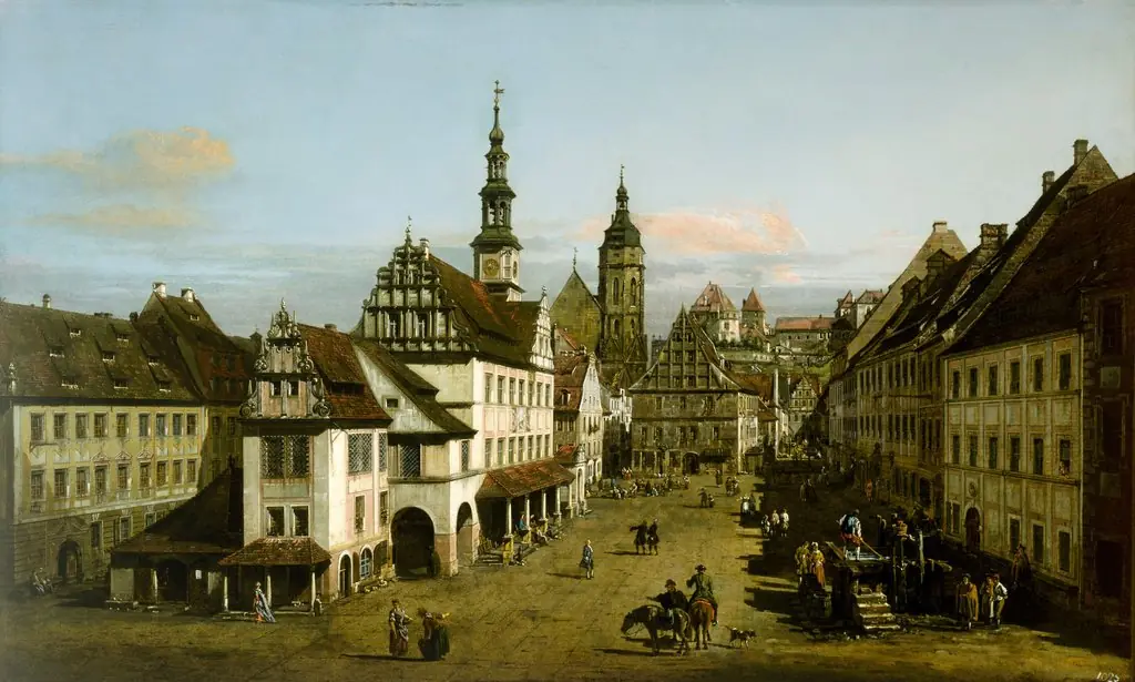 The Marketplace at Pirna, by Bernardo Bellotto, oil, 1764