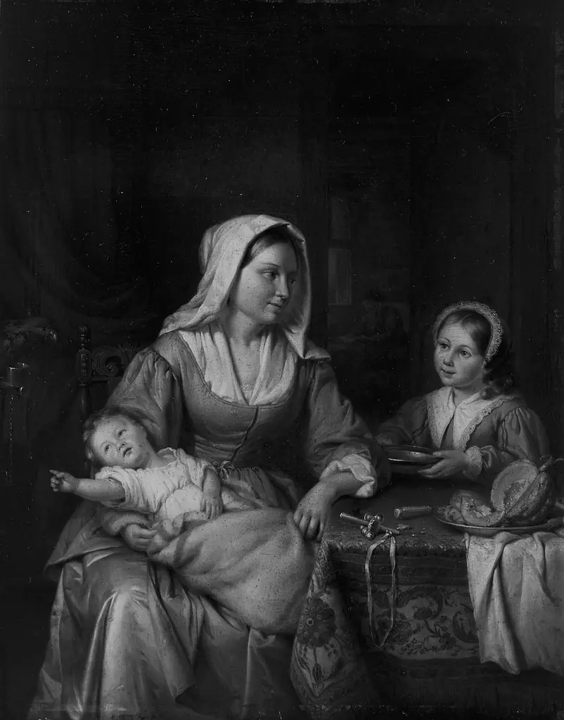 Mother and Two Children with Still Life, by Adriaan de Lelie, unspecified, 1810