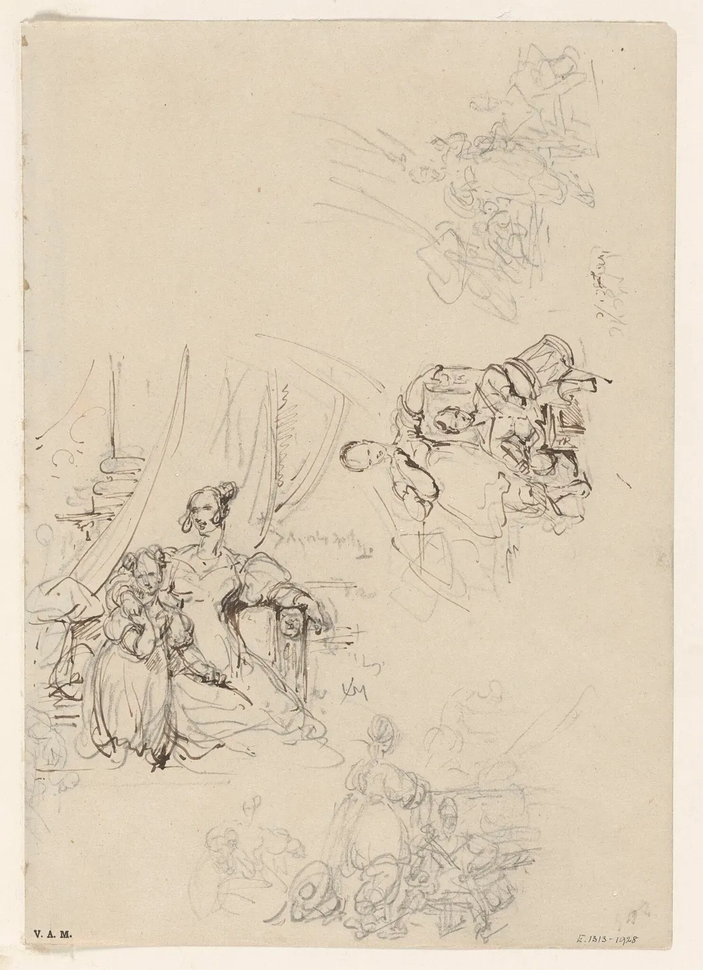 A Western woman with her children in Macau, by George Chinnery, 1774