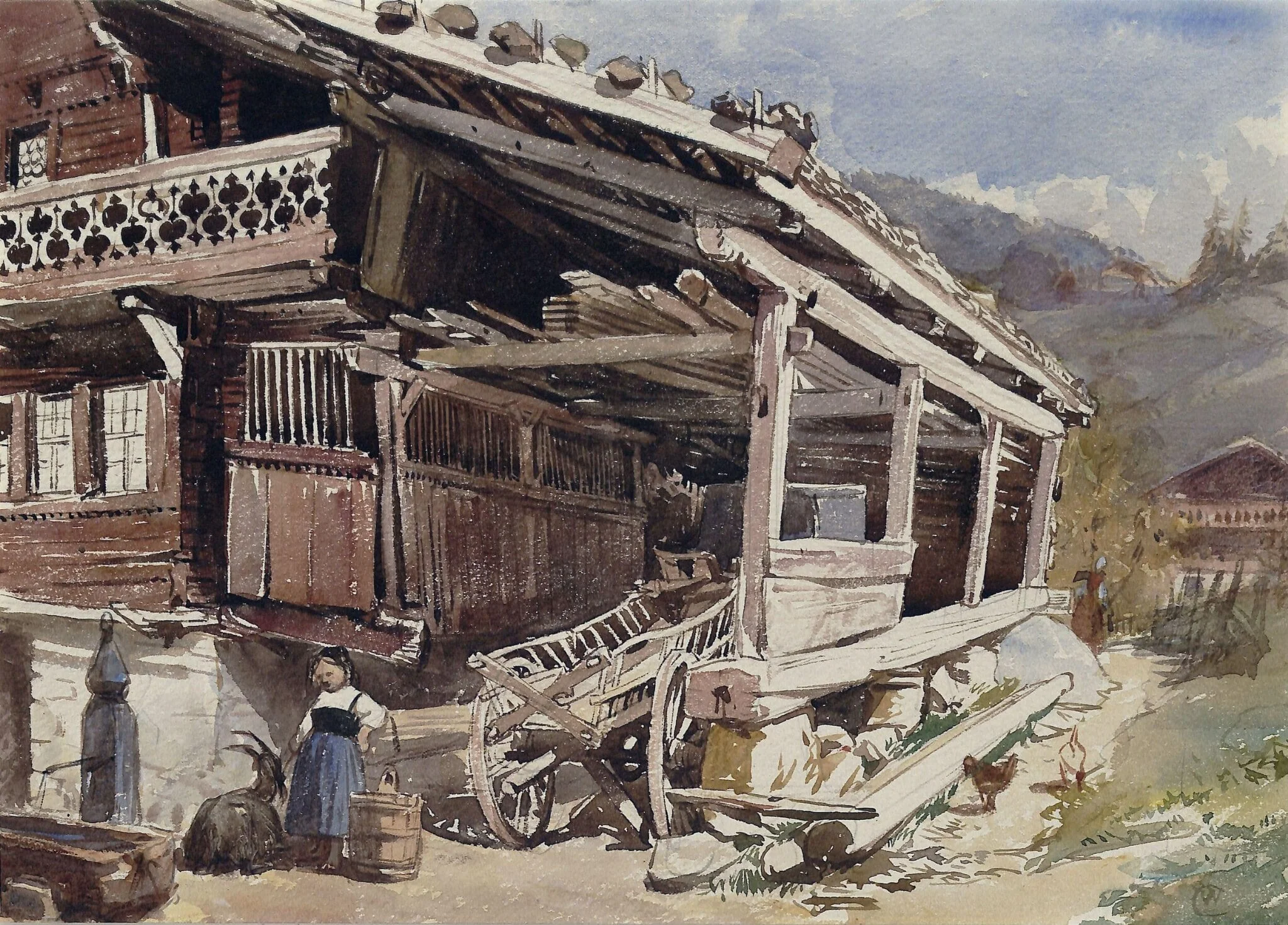 Chalet and Farm in the Bernese Oberland, detail