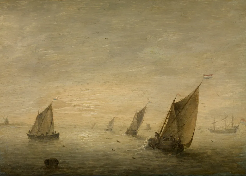 Rustige zee, by Simon de Vlieger, oil