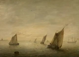 Rustige zee, by Simon de Vlieger, oil