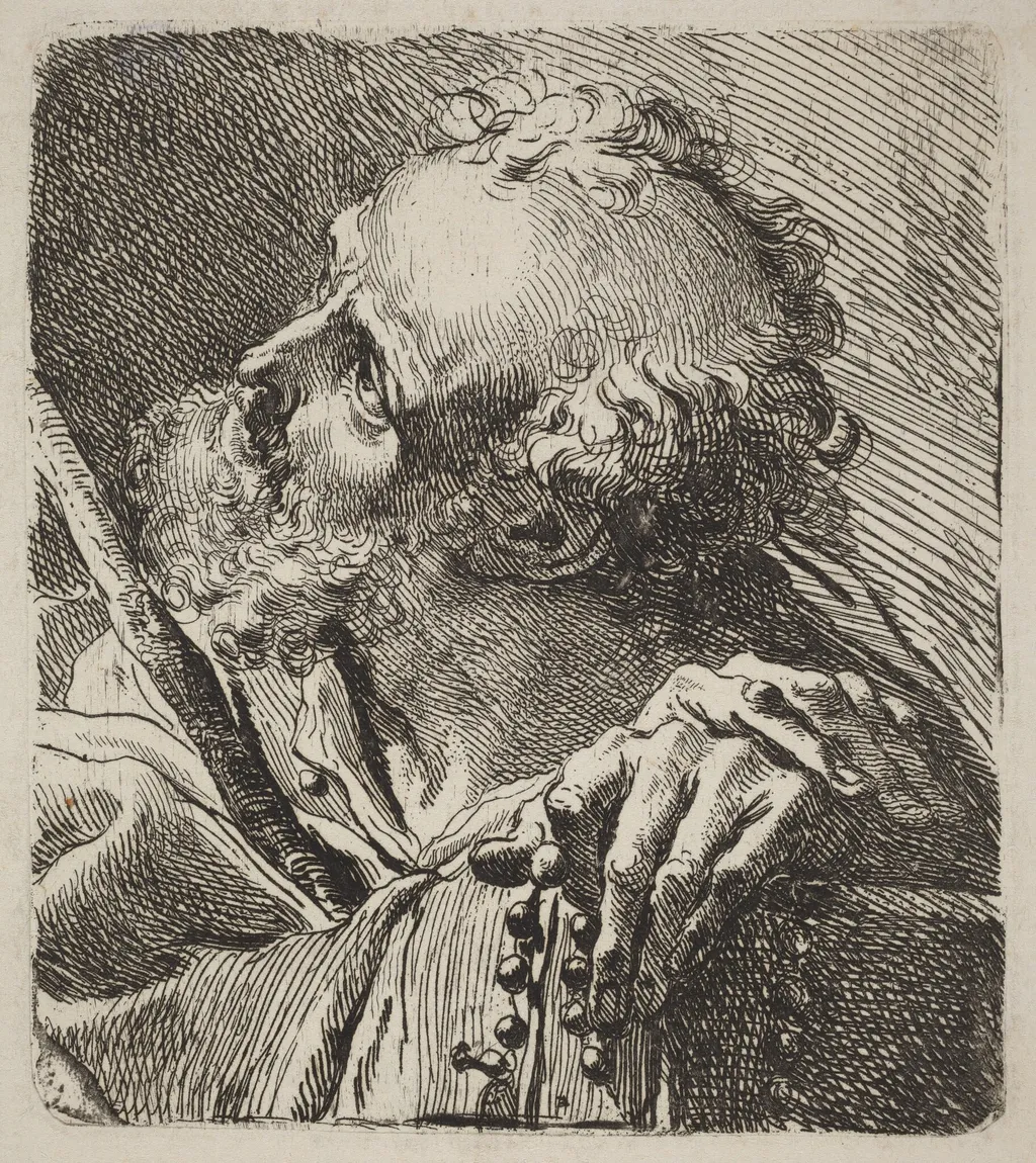 Bust of a Saint, by Gaetano Gandolfi, ink, 1775