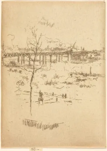 Charing Cross Railway-Bridge, by James McNeill Whistler, ink, 1887