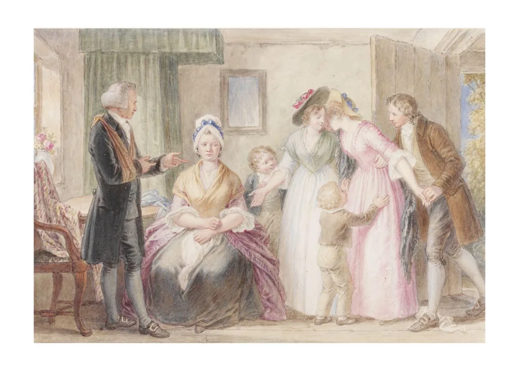 The Return of Olivia Goldsmith, by John Masey Wright, watercolor, 1800