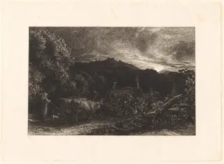 The Weary Ploughman, by Samuel Palmer, ink, 1858