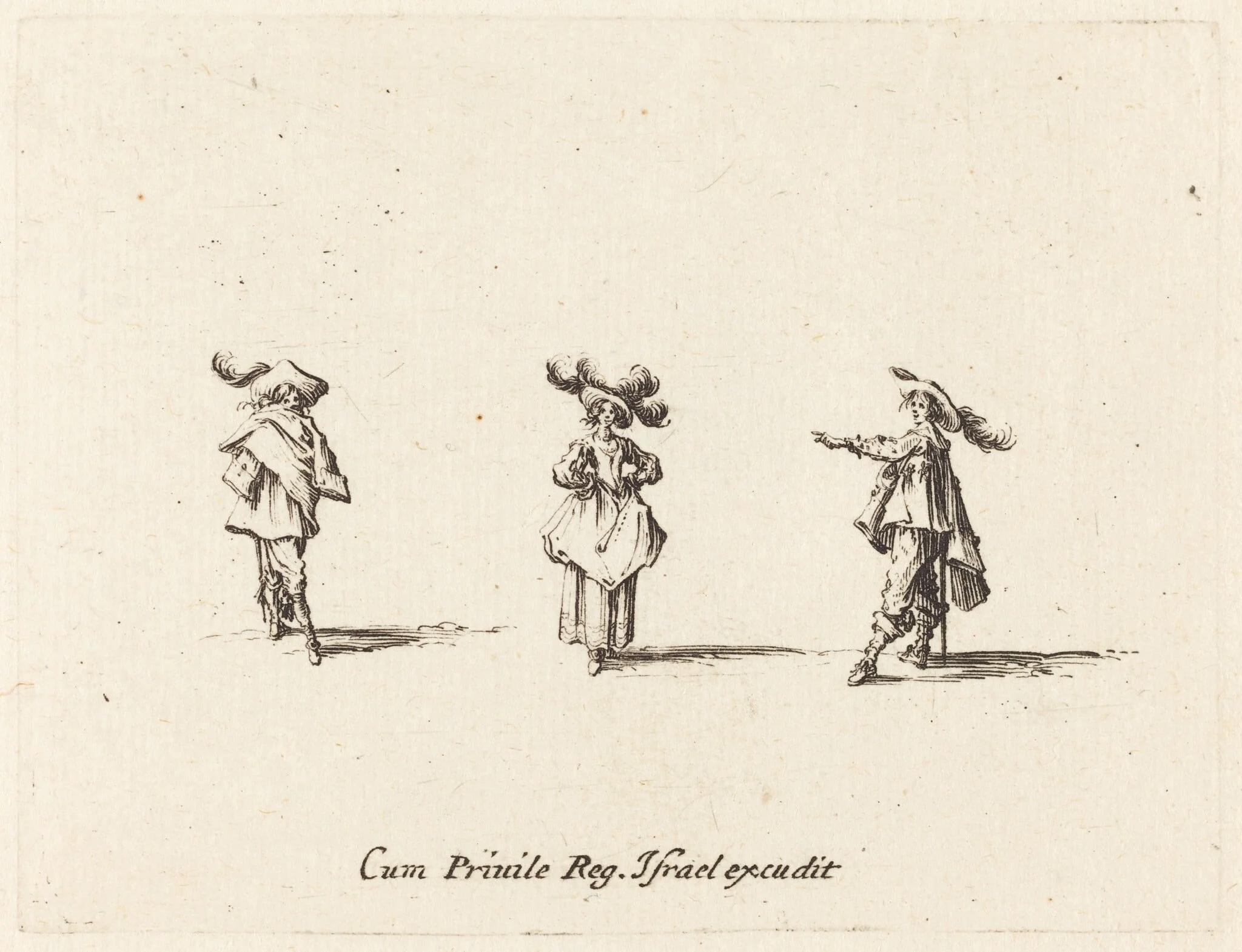 Lady with Large Plumes, and Two Gentlemen, detail