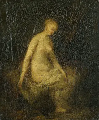 Badende vrouw, by Hippolyte Michaud, oil, 1850