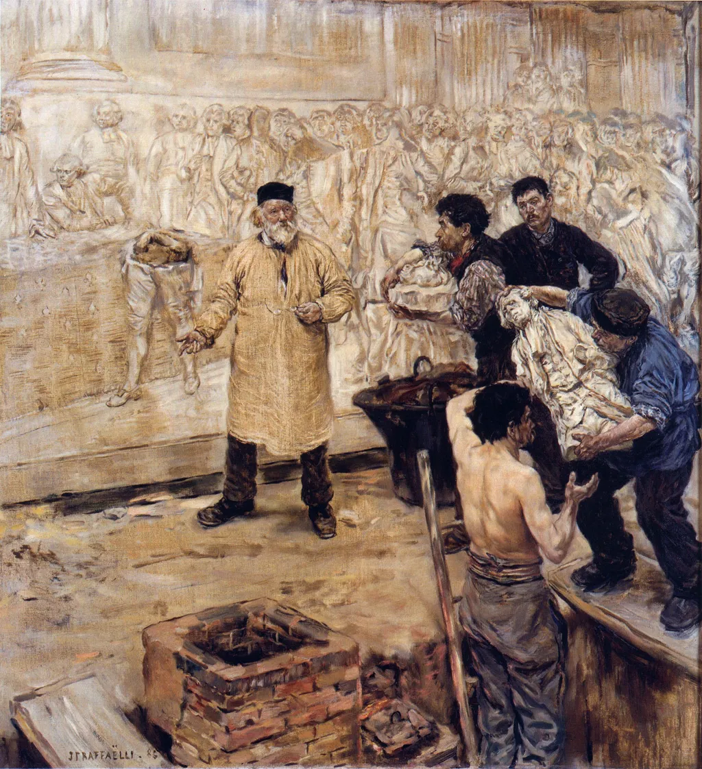 In the Smelter, by Jean-François Raffaëlli, oil, 1894