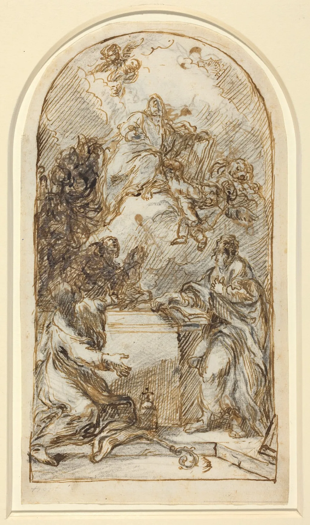 The Apotheosis of Saint Mark [recto and verso], by Pietro Roselli, chalk, 1736