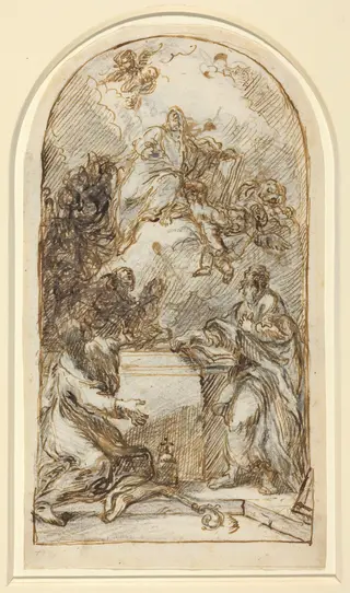 The Apotheosis of Saint Mark [recto and verso], by Pietro Roselli, chalk, 1736