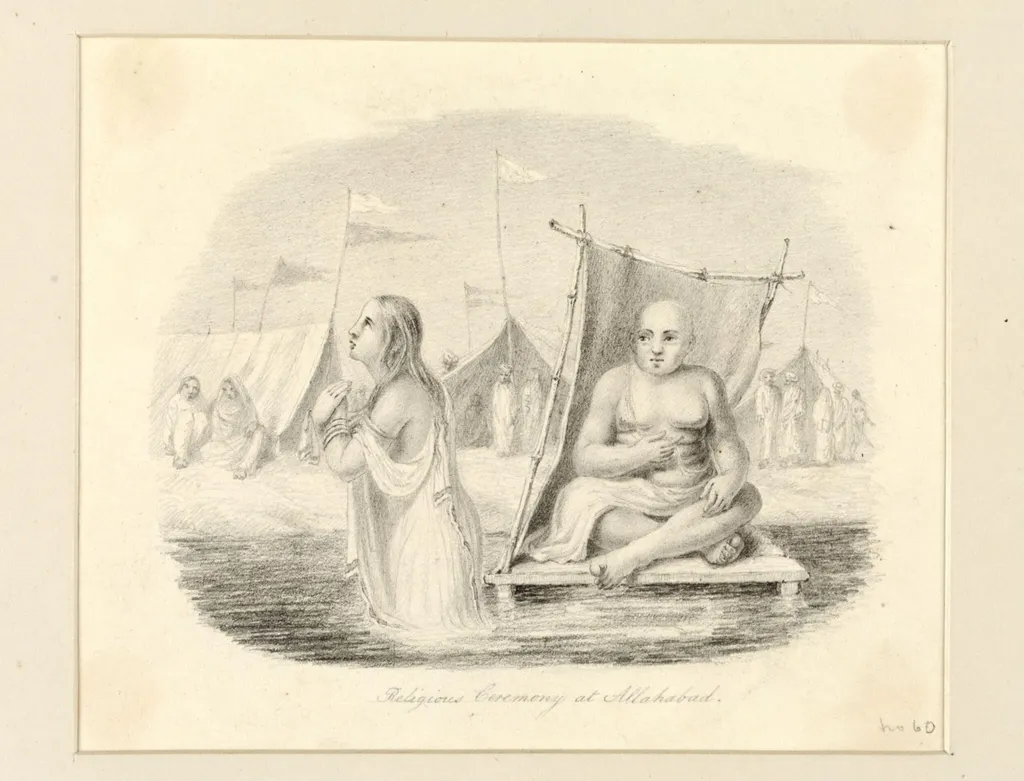 Religious ceremony at Allahabad, by Robert Captain Smith, 1830