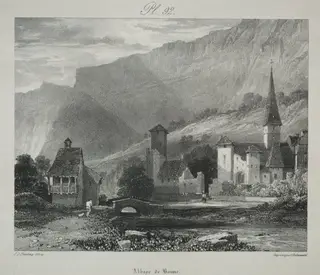 Voyages pittoresques et romantiques dans l'ancienne France.  Franche Comté:  Abbaye de Baume, Baume-les-Messieurs, by James Duffield Harding, 1825