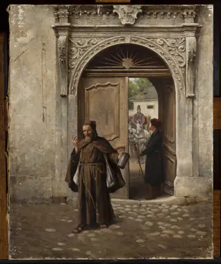 Generous alms, by Zygmunt Ajdukiewicz, oil, 1893