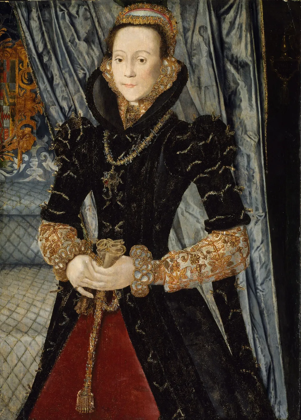 Portrait of a Lady of the Wentworth Family (Probably Jane Cheyne), by Hans Eworth, oil, 1563