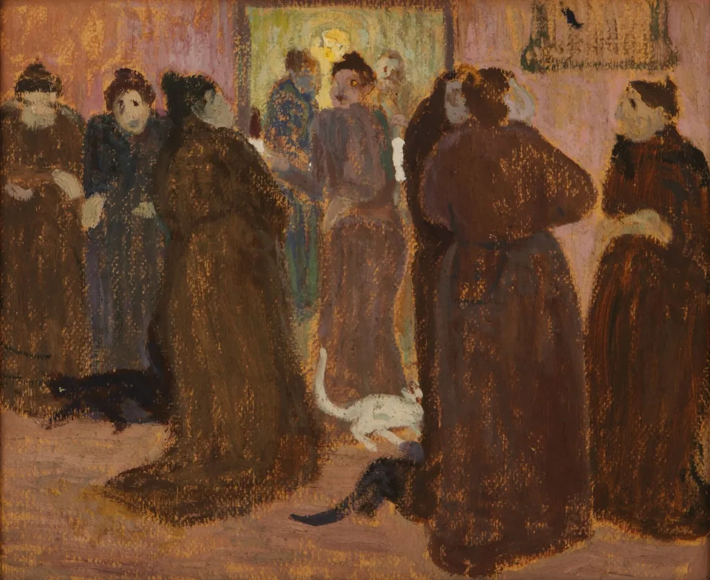 Tertulia at the inn before eating. The inn, by Pedro Figari, oil, 1919