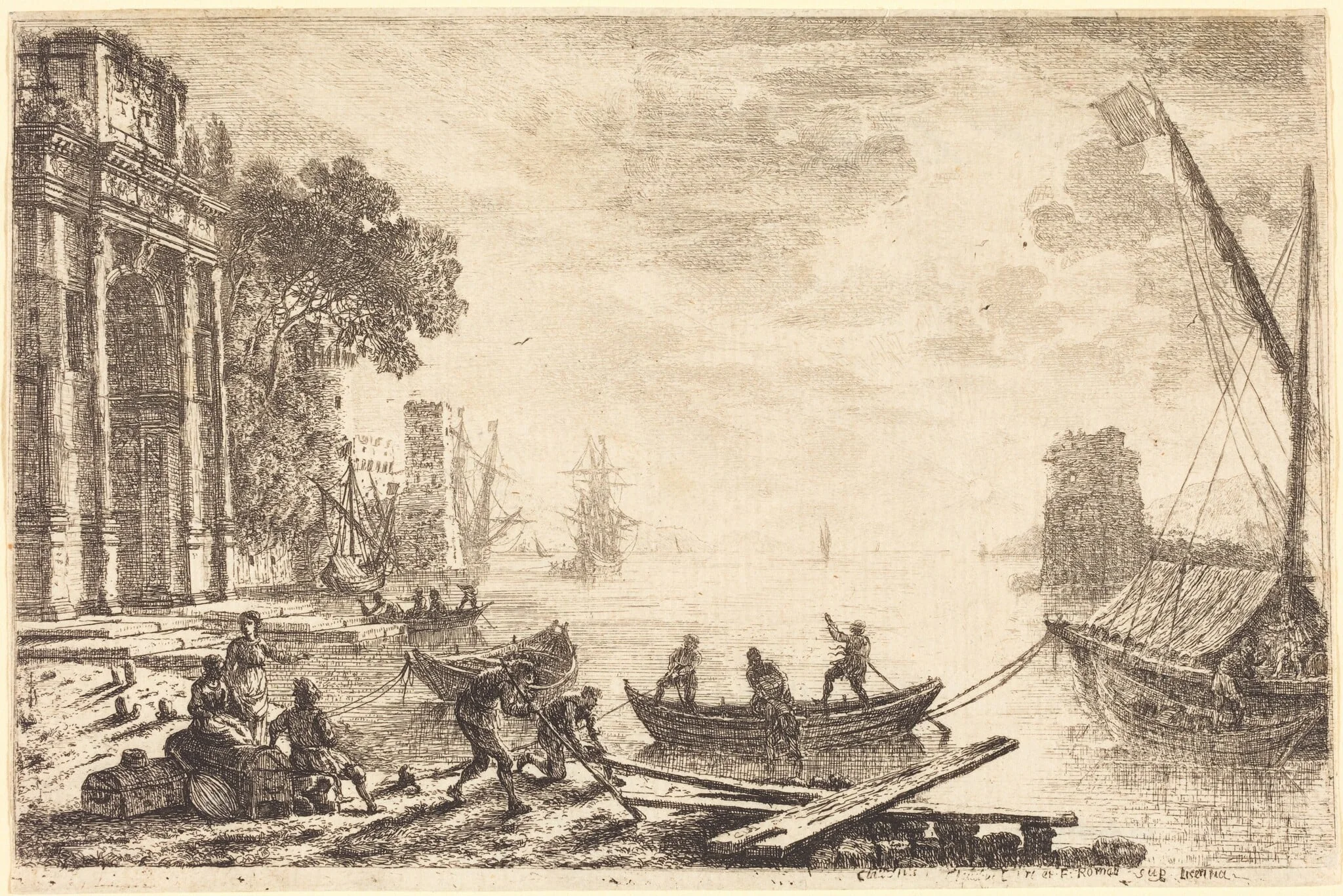 Harbor Scene with Rising Sun (Le soleil levant), detail