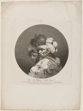 Bearded Man with Turban and Young Woman, by Robert Blyth, ink, 1782