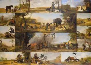 Punishment of a Hunter, by Cornelius van Poelenburgh, oil, 1647