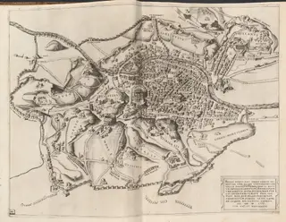 Topographical Map of Ancient Rome, by Nicolas Beatrizet, ink, 1557