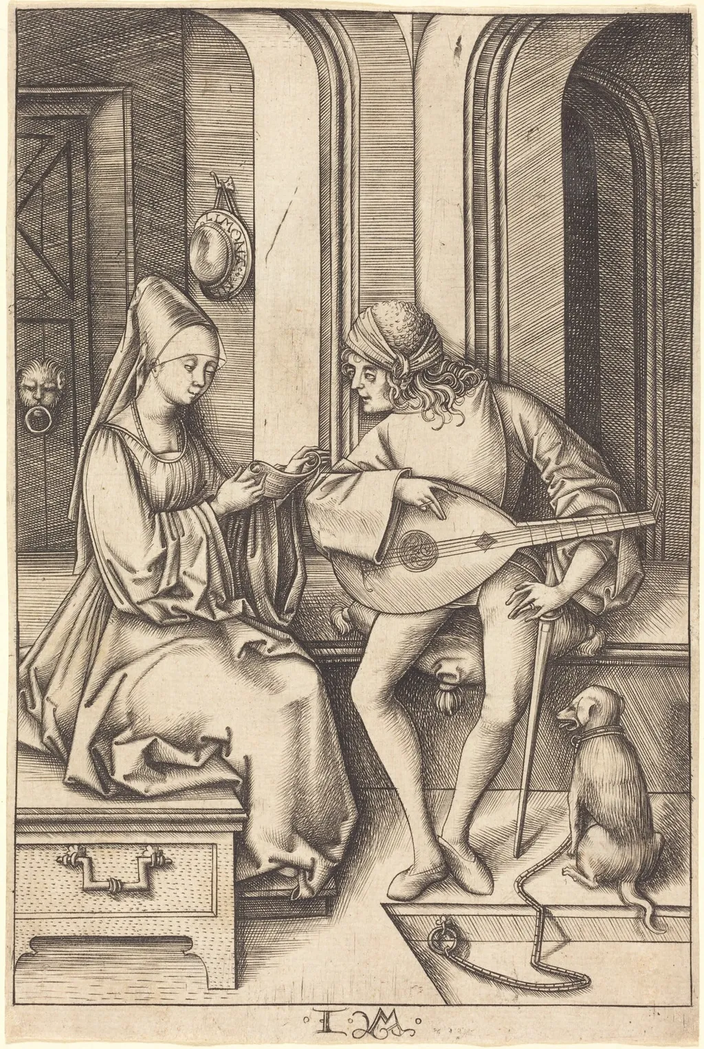 The Lute Player and the Singer, by Israhel van Meckenem, ink, 1499