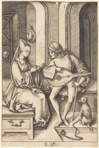 The Lute Player and the Singer, by Israhel van Meckenem, ink, 1499