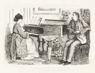 "--And mist or glim, I'd sail with him, if he would sail with me--", by George Du Maurier, ink, 1865