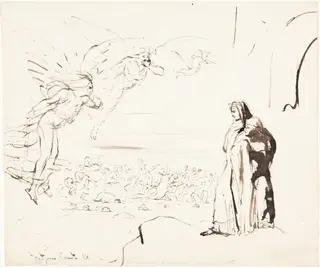 Scene from the Inferno (canto IX), by William Etty, ink, 1818